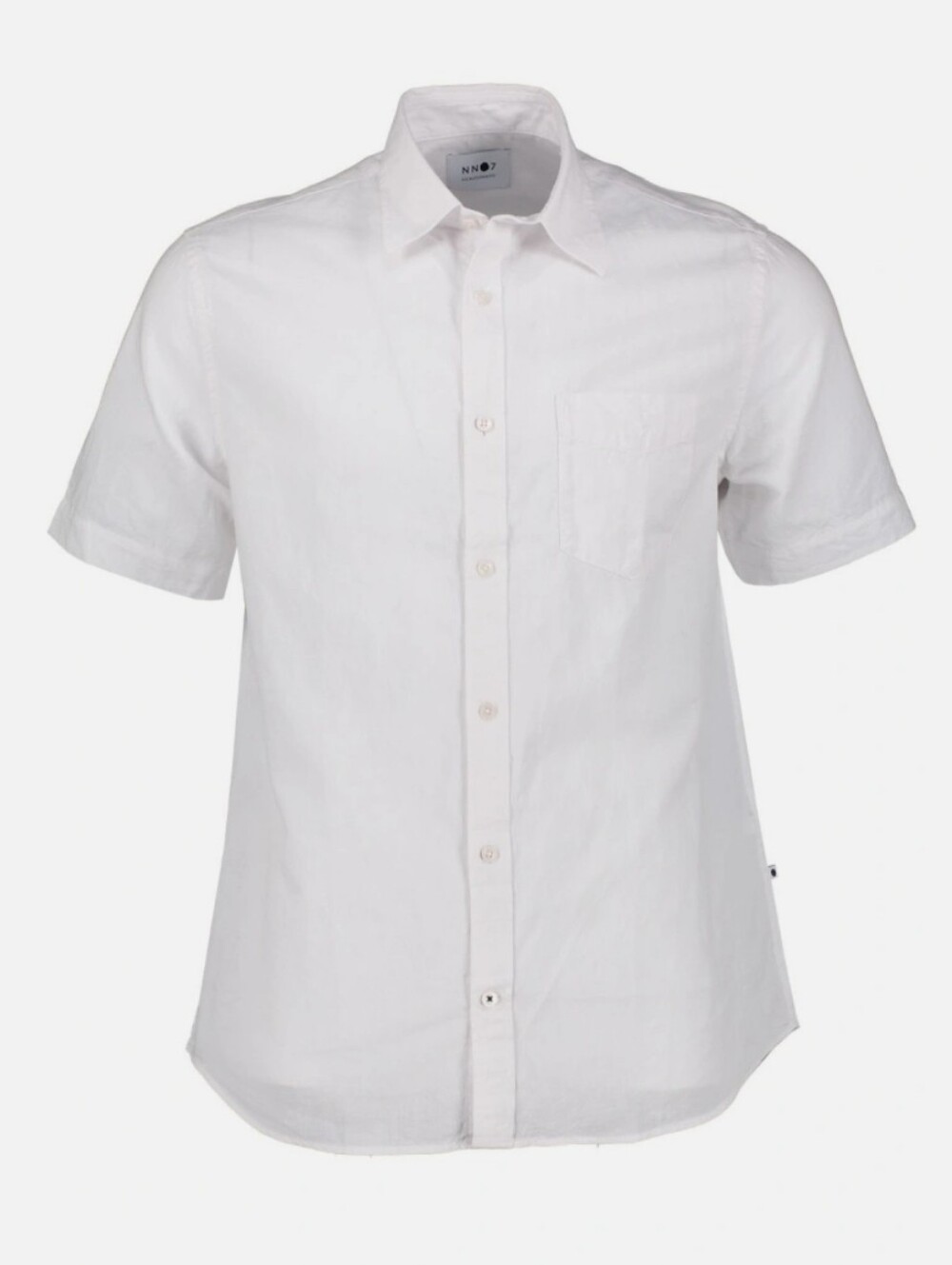 NN07 No Nationality Leon SS Shirt White Button Front Short Sleeve Large Linen